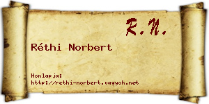 Réthi Norbert névjegykártya